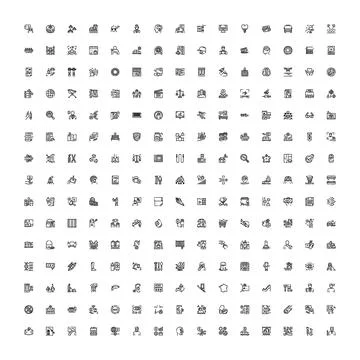 Big set modern universal outline vector icons Ilustração Stock
