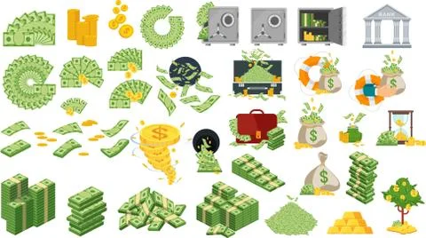 Big set of money Stock Illustration