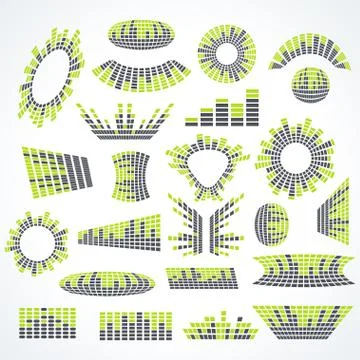 Big set music equalizer vector design elements 스톡 일러스트