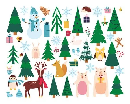 Big set with New Year elements for design Illustrazione stock