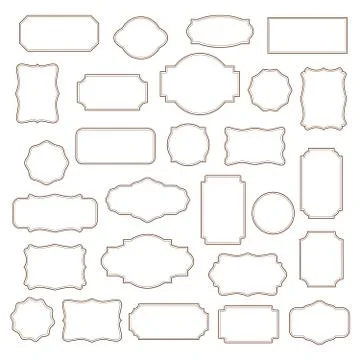 Big set of old vintage frames on white Stock Illustration