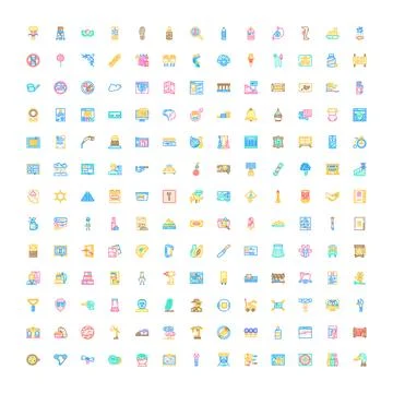Big set of outline colorful vector icons Stock Illustration