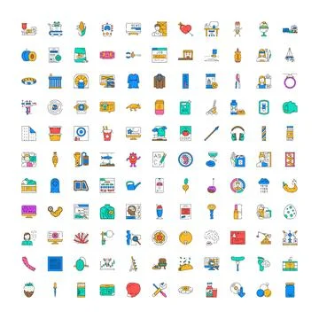 Big set of outline colorful vector icons Ilustración de archivo