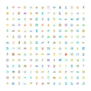 Big set of outline colorful vector application icons Stock Illustration