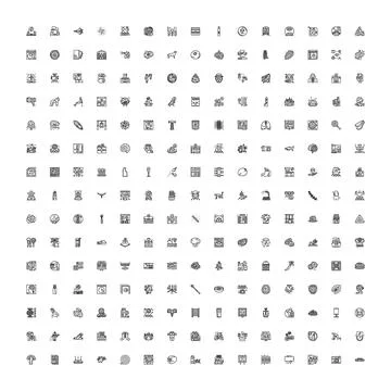 Big set of outline line icons design elements Illustrazione stock