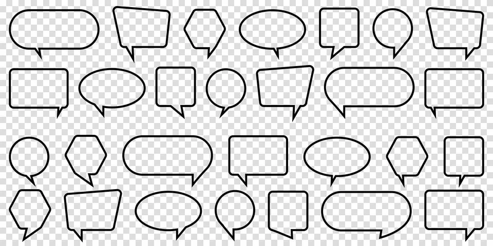 Big set of outline speech bubble. Communication concept. Vector illustration. Illustrazione stock