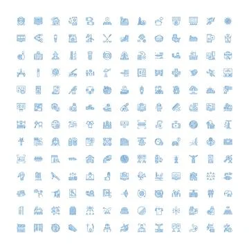 Big set of outline user interface icons 스톡 일러스트