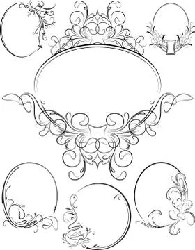 Big set of oval frames Ilustración de archivo
