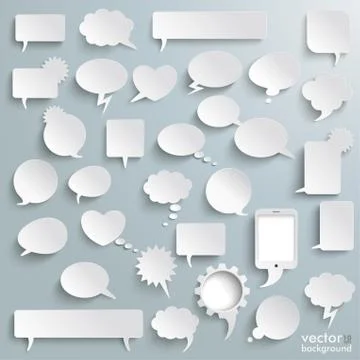 Big set paper communication bubbles shadows piad Stock Illustration