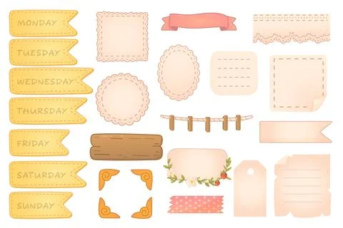 Big set of pastel planner elements and labels Stock Illustration