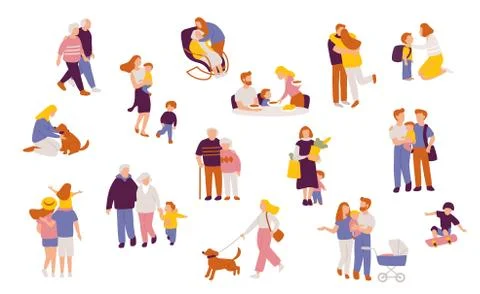 Big set of people figures, characters in different poses. Stock Illustration