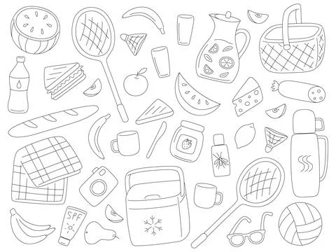 Big set of picnic elements Stock Illustration