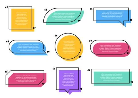 Big set quotes of different colors and forms on white background. Vector illu Stock Illustration