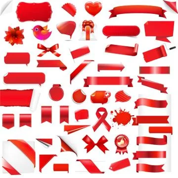 Big set red elements Stock Illustration