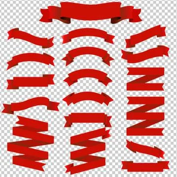 Big Set Red Ribbons Stock Illustration