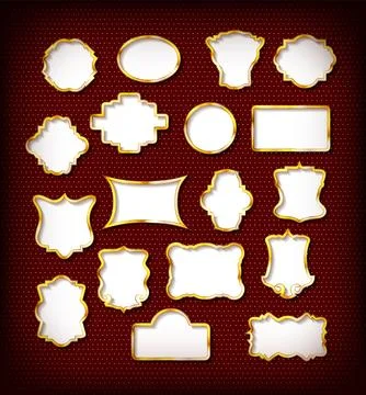 Big set of retro banners with glowing lamps. Stock Illustration