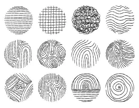 Big Set of round Abstract black Backgrounds . Hand drawn doodle shapes. Spo.. Stock Illustration