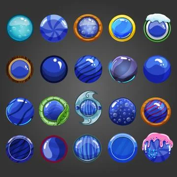Big set of round blue button Stock Illustration