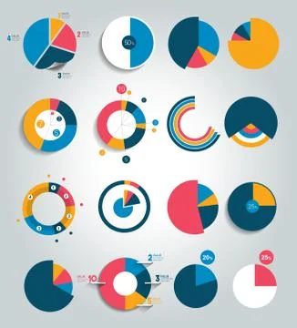 Big set of round, circle chart, graph. Simply color editable. Infographics el Stock Illustration
