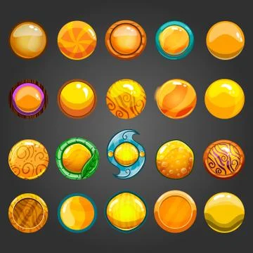 Big set of round orange button Stock Illustration