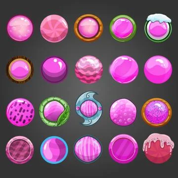 Big set of round pink  button 스톡 일러스트