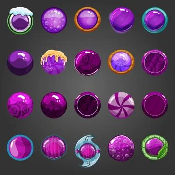 Big set of round purple button イラスト素材