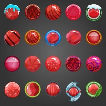 Big set of round red button イラスト素材