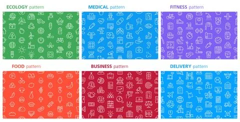 Big set Seamless pattern with icons Stock Illustration