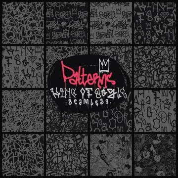 Big set of seamless patterns graffiti style Illustrazione stock