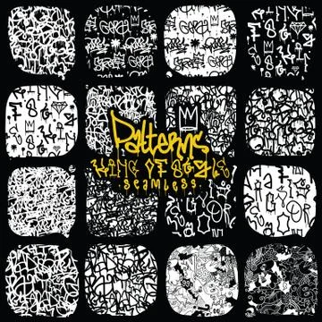 Big set of seamless patterns graffiti style Stock Illustration