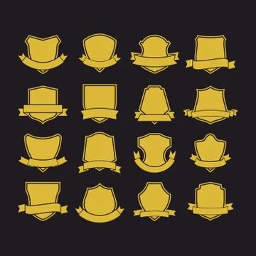 Big set of shields with ribbons. Stock Illustration