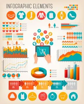 Big set of shopping infographics elements. vector. Stock Illustration