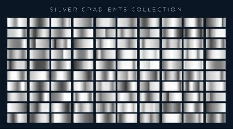 Big set of silver or platinum gradients Stock Illustration