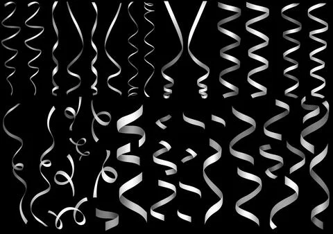 Big Set of Silver Spirally Twisted Confetti Stock Illustration