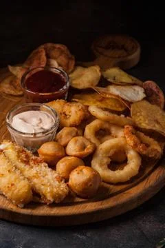 A big set of snacks for beer Stock Photos