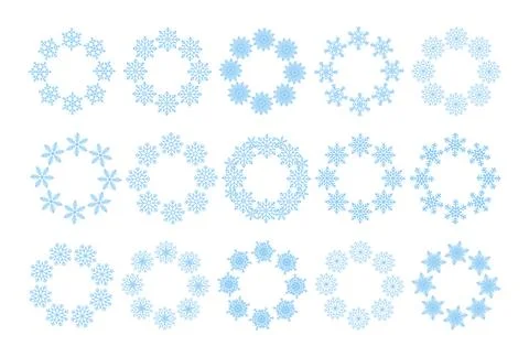 Big set of snowflake wreath frames. Ideal for winter holiday, Christmas, Ne.. Stock Illustration