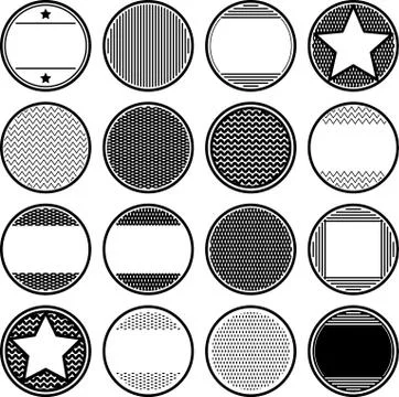 Big set of solid black templates for rubber stamps 스톡 일러스트
