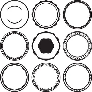 Big set of solid black templates for rubber stamps Stock Illustration