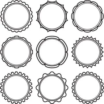 Big set of solid black templates for rubber stamps 스톡 일러스트