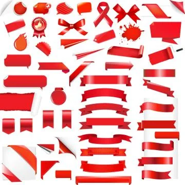 Big set speech bubble labels and ribbons Stock Illustration