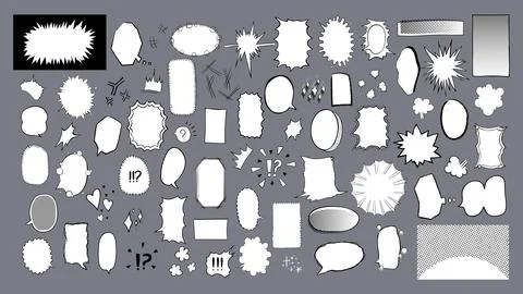 Big set of speech bubbles and design elements for manga/comics Stock Illustration