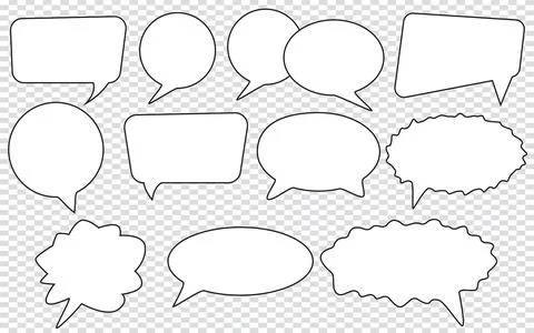 Big set of speech bubbles, Retro empty comic bubbles, Stickers, Vector illust Stock Illustration