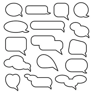 Big set of speech bubbles for your design on white in cartoon style, stock ve Stock Illustration