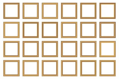 Big set of squared vintage gold frame for your design. Vintage cover. Place for Stock Illustration