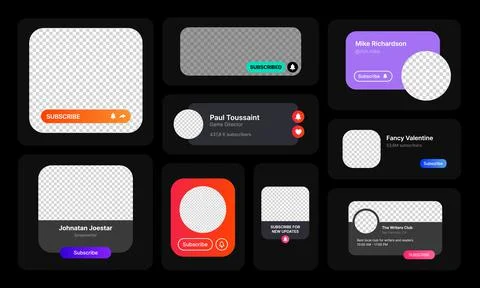 Big Set of Subcribe Notification Illustrations. Social Media UI Concept in Stock Illustration