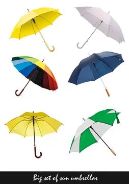 Big set of sun umbrellas. Stock Illustration