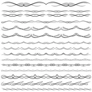 Big set of swirl border design elements Stock Illustration