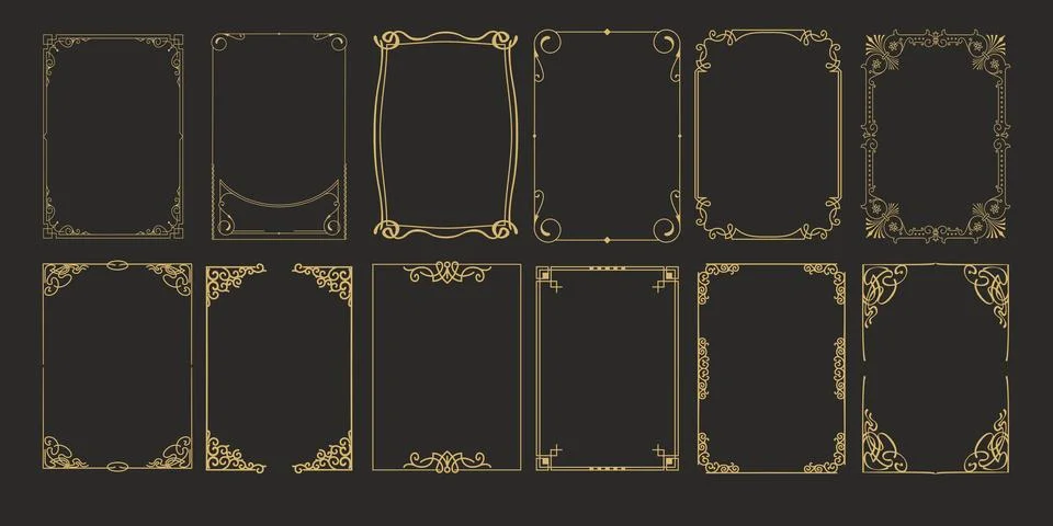 Big set Template of Decorative vintage frames,borders rectangular shape. イラスト素材