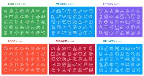 Big set of thin line icon Stock Illustration