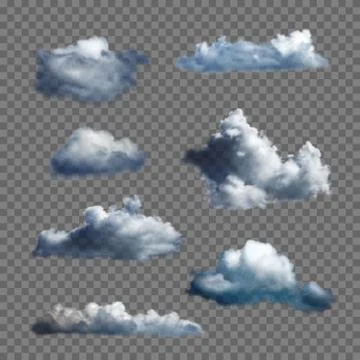 Big set of transparent clouds. Realistic design elements. 스톡 일러스트